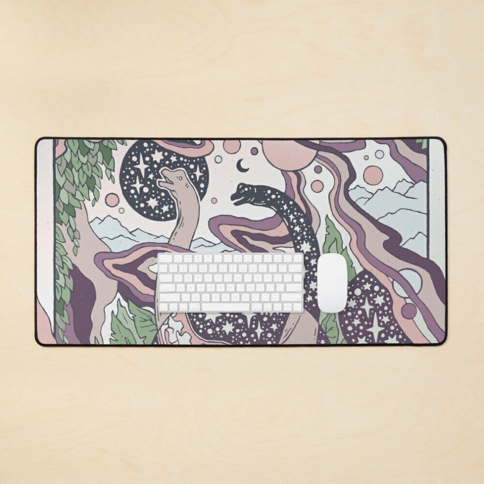 Desk Mat Jurassic Portal Haze Palette Dinosaur Science Fiction Art Large Gaming Mouse Pad 35X16 Inch Purple 7802738349702