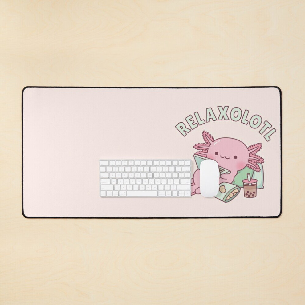 Desk Mat Cute Relax A Lot Axolotl Funny Pun Large Gaming Mouse Pad 35X16 Inch 7802738359527