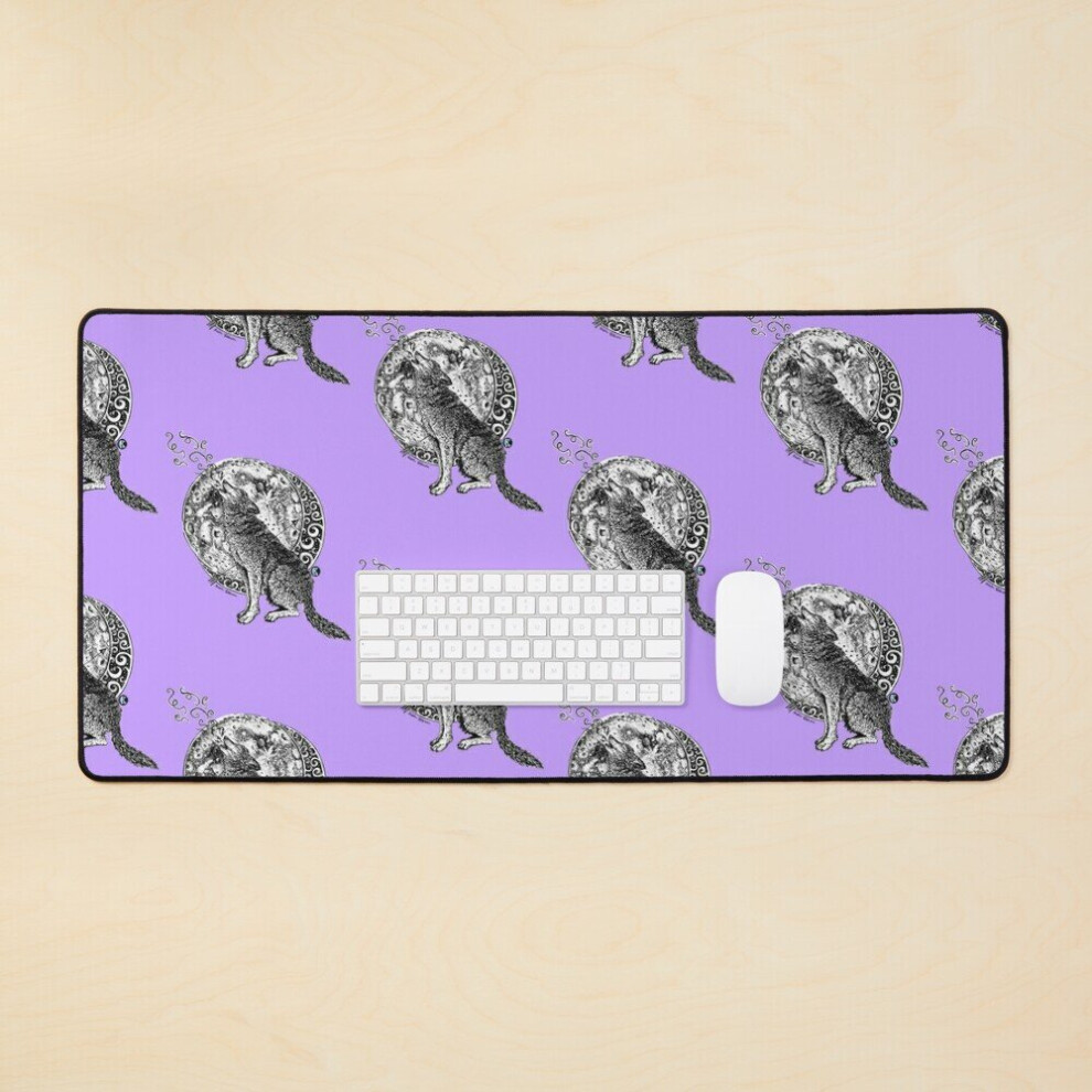 Desk Mat Wolf Howling To The Moon Large Gaming Mouse Pad 35X16 Inch 7802738377071