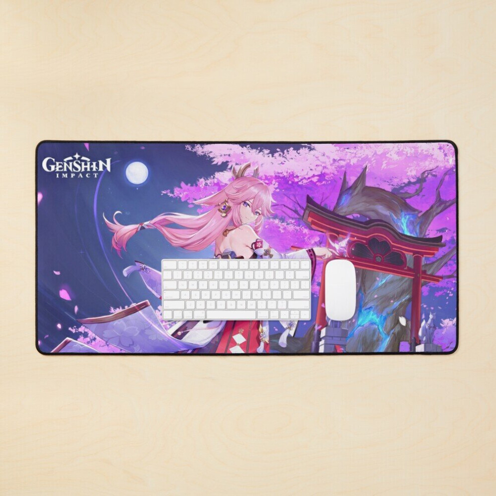 Desk Mat Yae Miko At The Narukami Shrine Large Gaming Mouse Pad 35X16 Inch 7802738313734