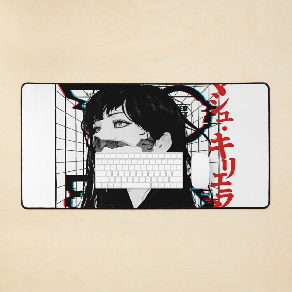 Desk Mat Cyberpunk Cyborg Girl Vaporwave Urban Style Large Gaming Mouse Pad 35X16 Inch 7802738315240
