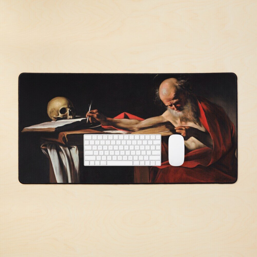Desk Mat Saint Jerome Writing - Caravaggio Large Gaming Mouse Pad 35X16 Inch 7802738332841