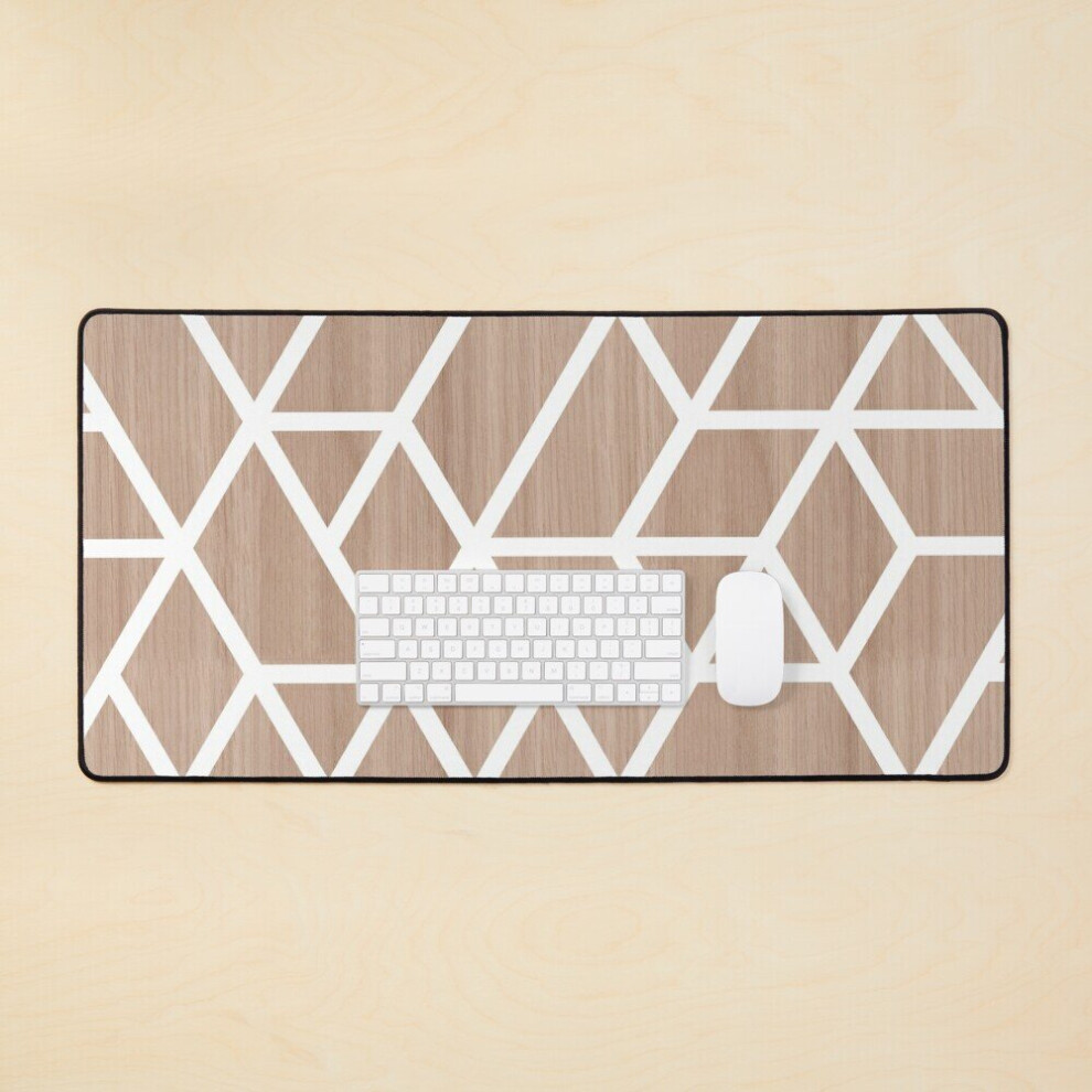Desk Mat And Wood Geo Large Gaming Mouse Pad 35X16 Inch White 7802738335378