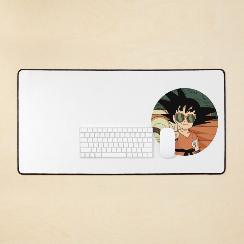 Desk Mat Son Goku With Sunglasses - Dragon Ball Large Gaming Mouse Pad 35X16 Inch 7802738377699