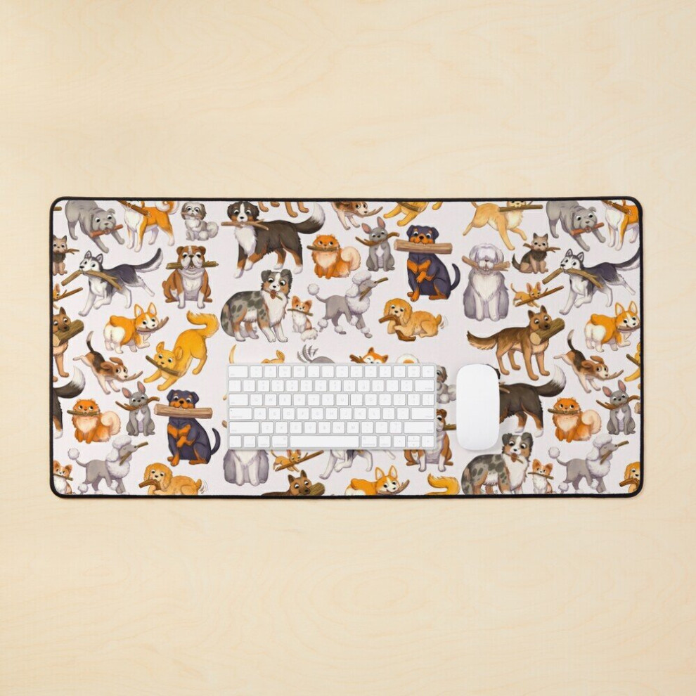 Desk Mat Dogs With Their Sticks Large Gaming Mouse Pad 35X16 Inch 7802738410631