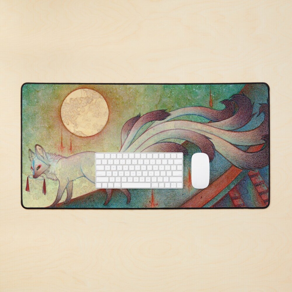 Desk Mat The Messenger - Fox Yokai Teakitsune Large Gaming Mouse Pad 35X16 Inch 7802738317855