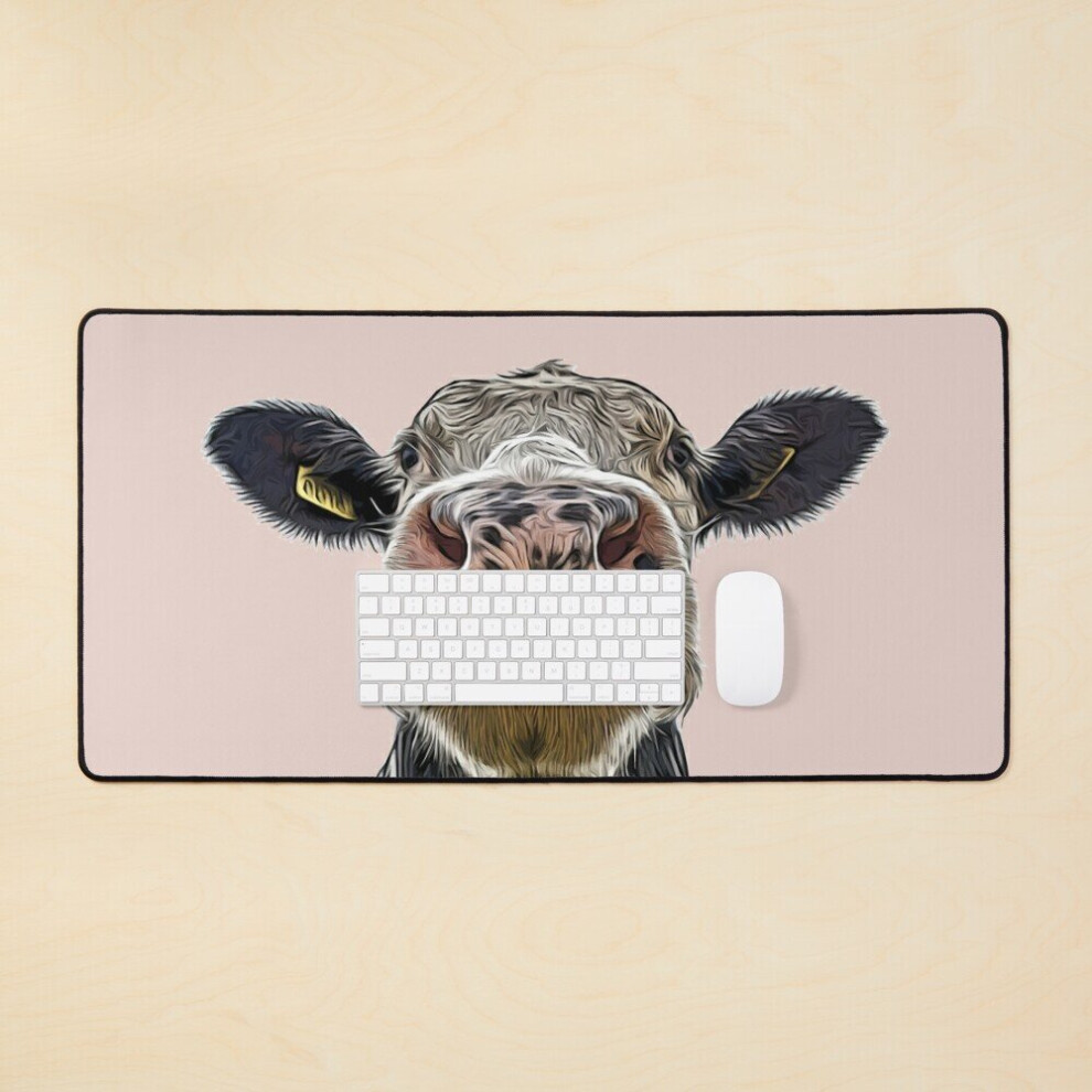 Desk Mat Cute Dairy Cow Close-Up Large Gaming Mouse Pad 35X16 Inch 7802738382341