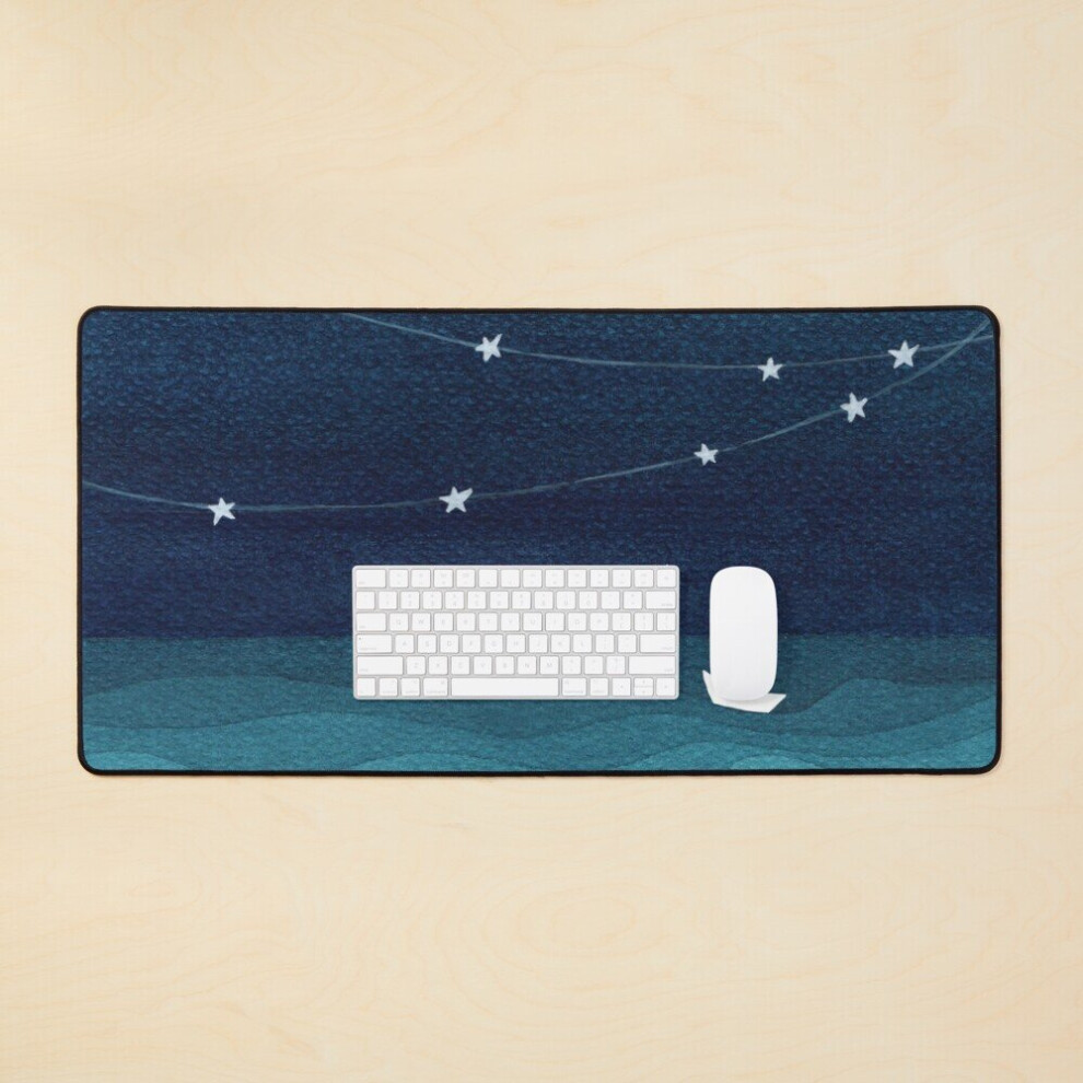 Desk Mat Garland Of Stars, Teal Ocean Large Gaming Mouse Pad 35X16 Inch 7802738374643