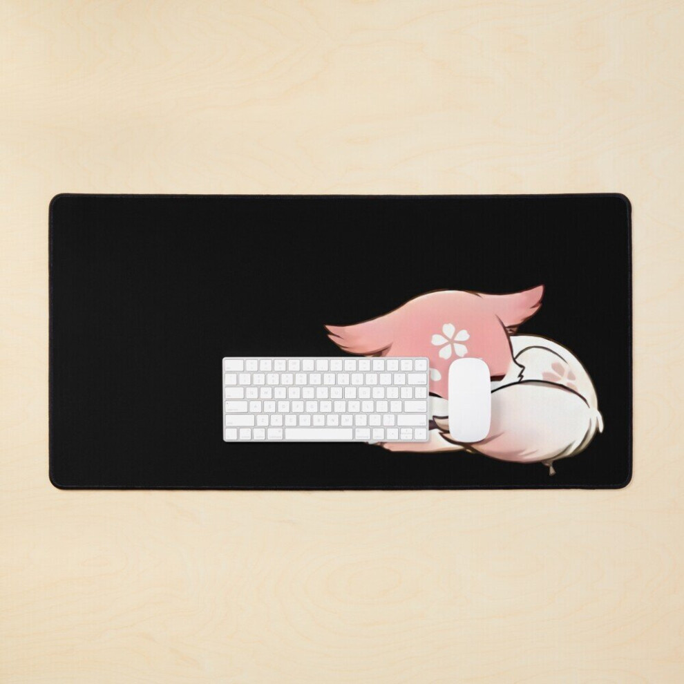 Desk Mat Yae Miko Chibi Smol :: Yae Miko Small Fox Form Genshin Impact Large Gaming Mouse Pad 35X16 Inch 7802738325300