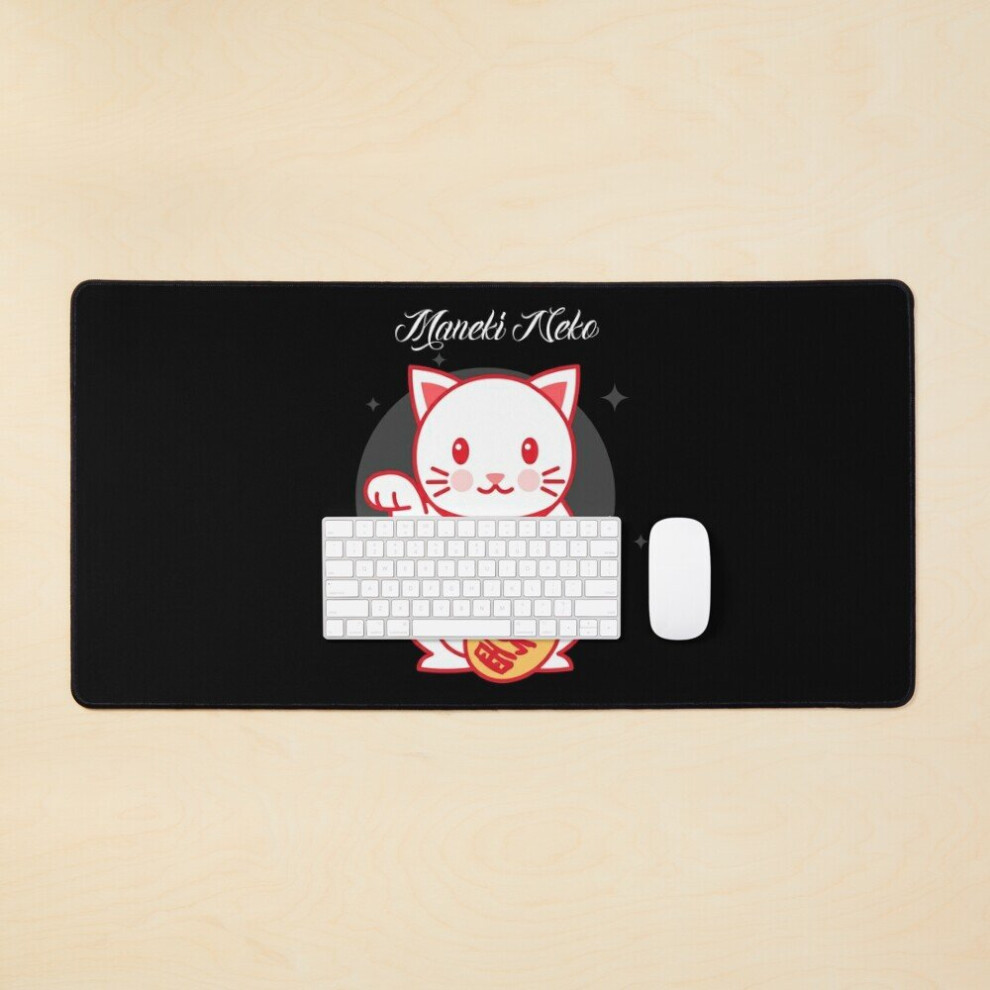 Desk Mat Maneki Neko Japaness Lucky Talisman Large Gaming Mouse Pad 35X16 Inch 7802738398311