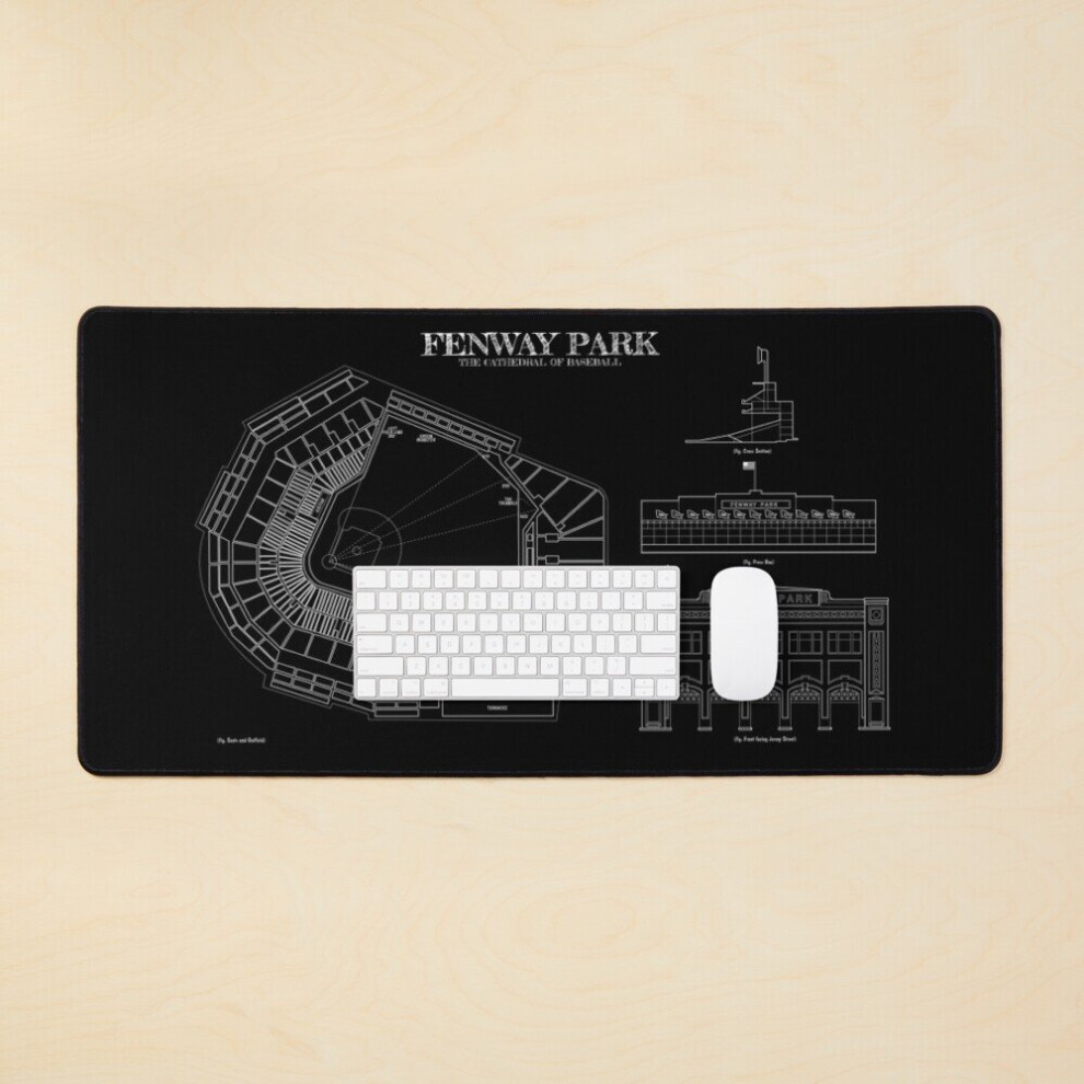 Desk Mat Fenway Park. The Cathedral Of Baseball ( Stencil- ) Large Gaming Mouse Pad 35X16 Inch White 7802738322897