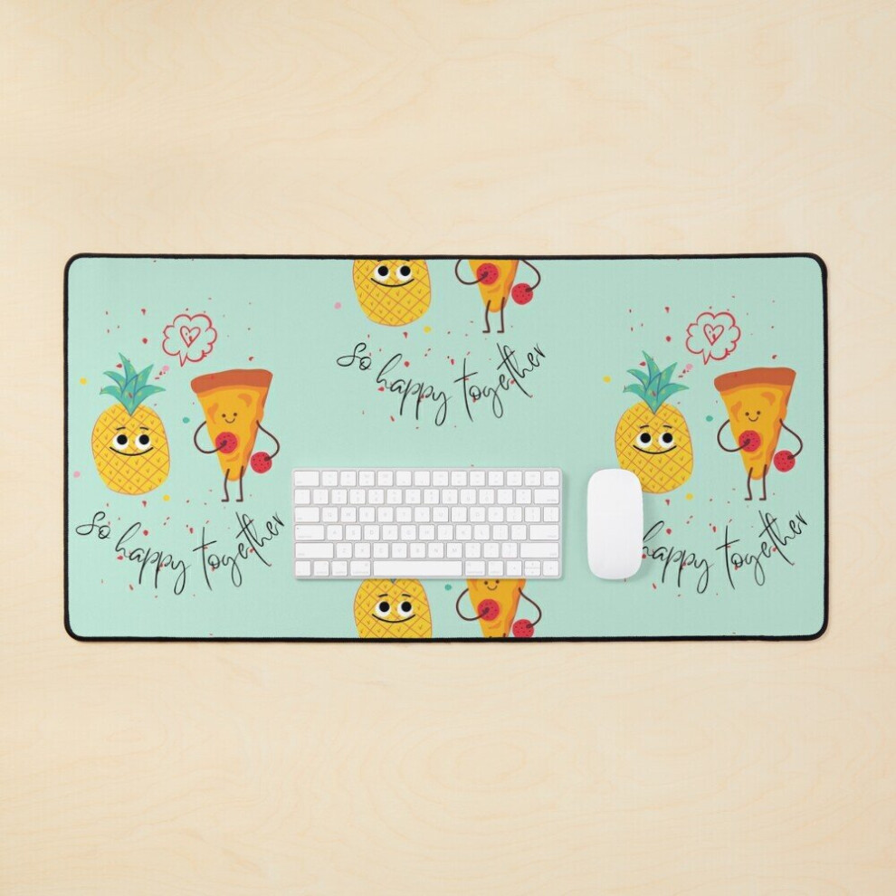 Desk Mat Happy Together Pizza Pineapple Ham Large Gaming Mouse Pad 35X16 Inch 7802738391473