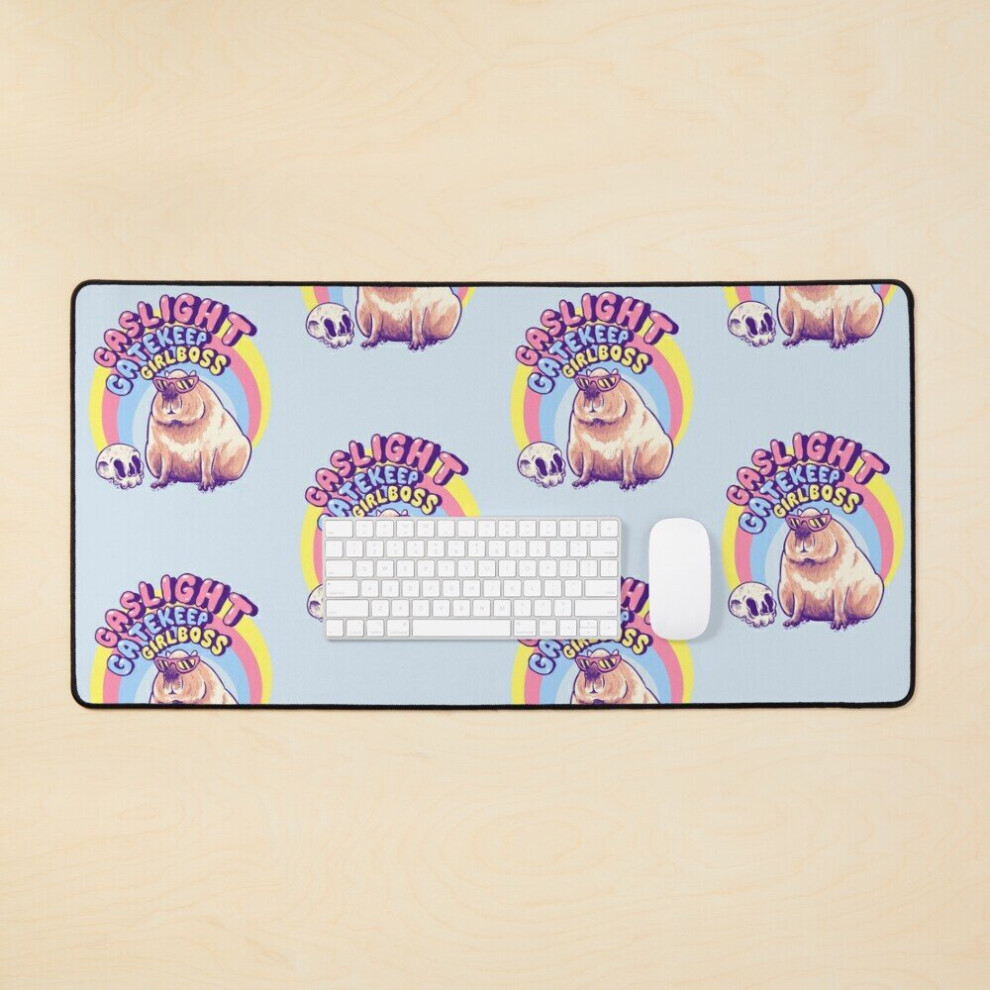 Desk Mat Gaslight Gatekeep Girlboss Cool Capybara Momcore Karen Sunglasses Ok I Pull Up Got Drip Physically Thick Large Gaming Mouse Pad 35X16 Inch 7802738357523