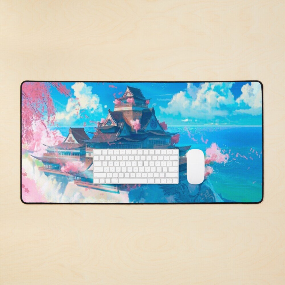Desk Mat Anime Castle Landscape Large Gaming Mouse Pad 35X16 Inch 7802738370386