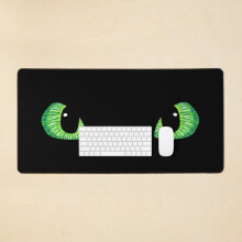 Desk Mat Green Toothless Dragon Eyes Drawing Large Gaming Mouse Pad 35x16 inch