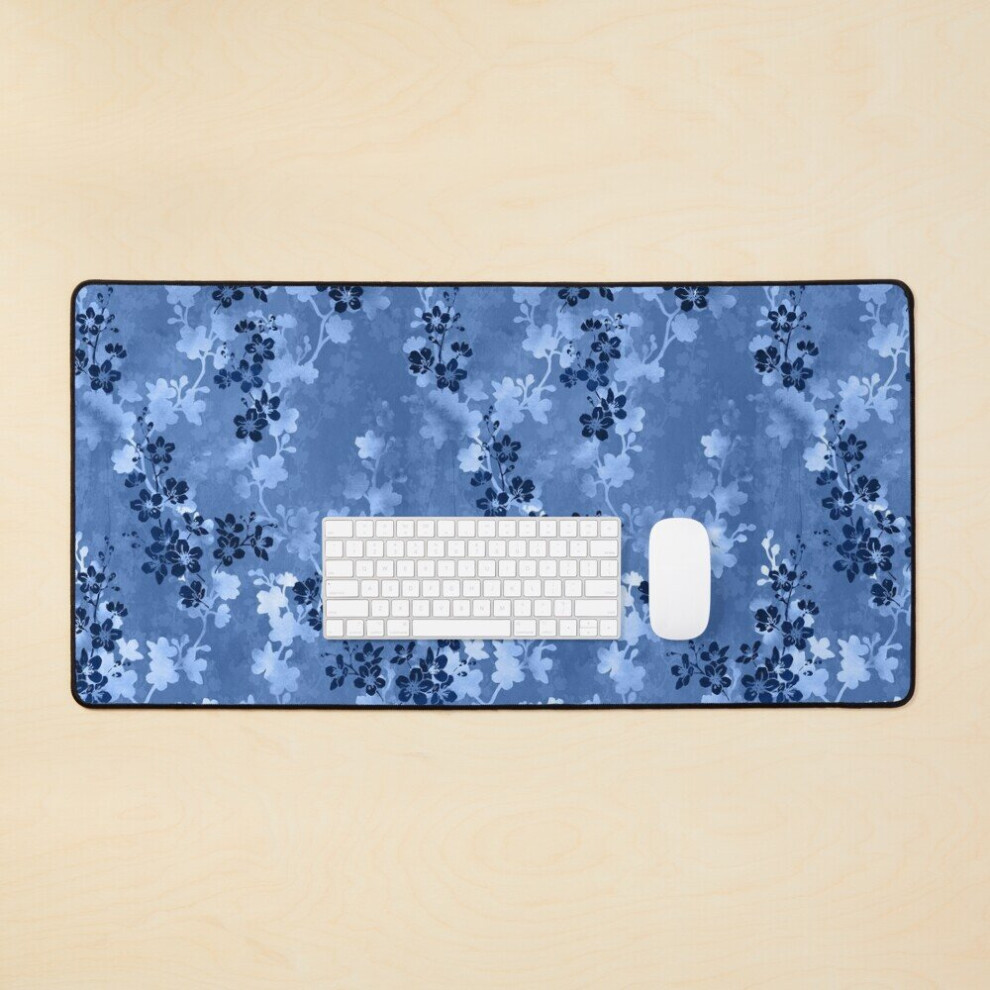 Desk Mat Sakura Blossom In Large Gaming Mouse Pad 35X16 Inch Blue 7802738343939