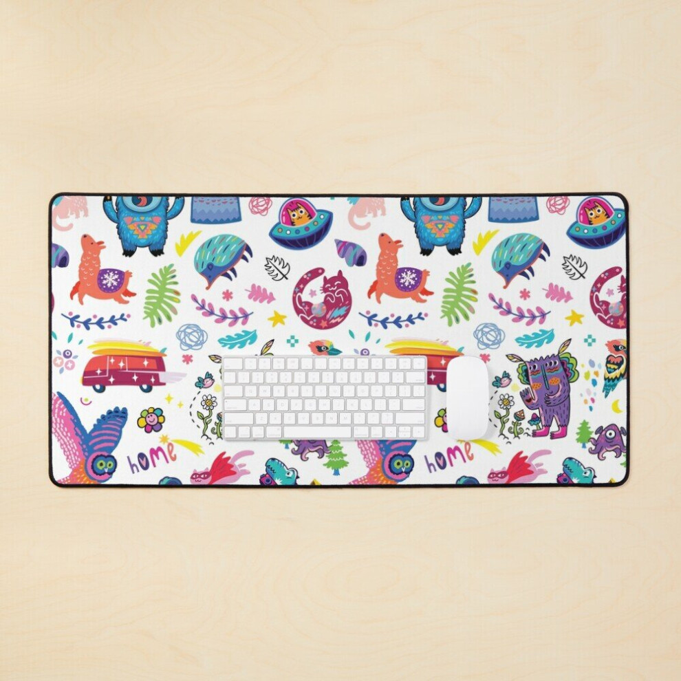 Desk Mat Copy Of Madly Patches In Large Gaming Mouse Pad 35X16 Inch Pink 7802738385083