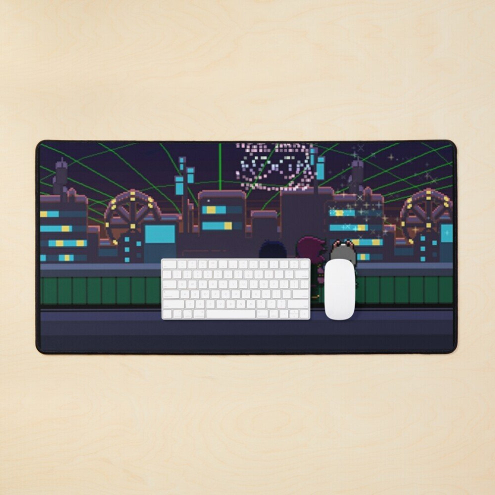 Desk Mat Deltarune - Cyber Field Fireworks Large Gaming Mouse Pad 35x16 inch