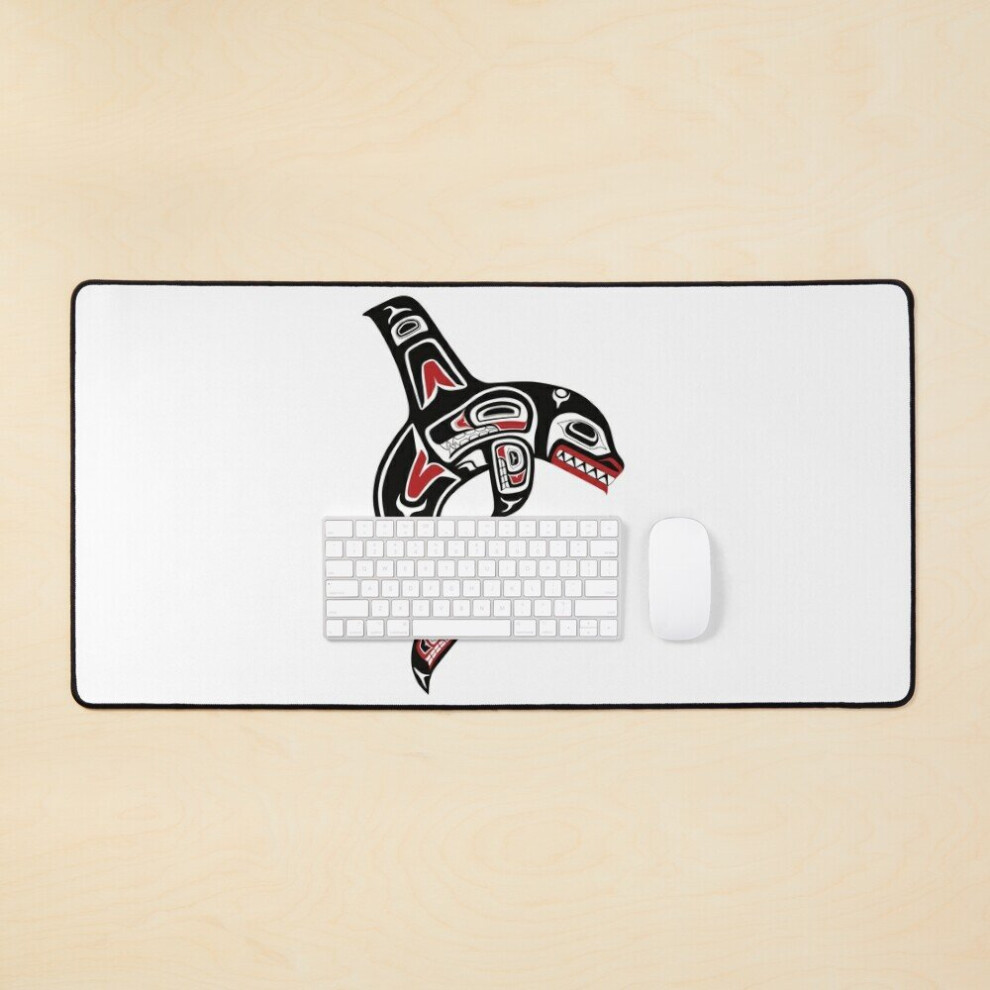 Desk Mat Pacific Northwest Native Orca Killer Whale Large Gaming Mouse Pad 35X16 Inch 7802738370614