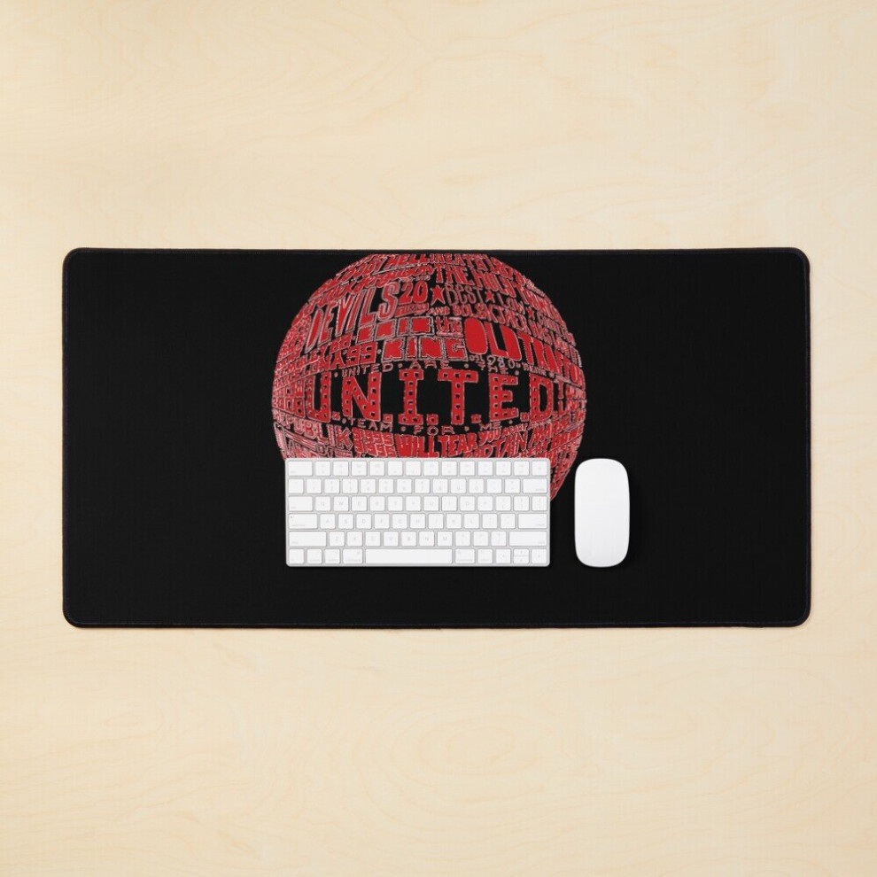 Desk Mat Manchester United Fc Typography Football Large Gaming Mouse Pad 35X16 Inch Red 7802738407532
