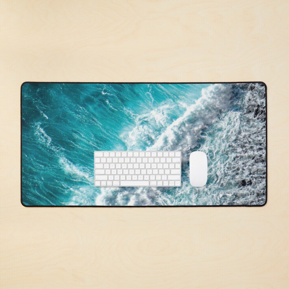 Desk Mat Beautiful Ocean Waves 2021 Large Gaming Mouse Pad 35X16 Inch Blue 7802738384024