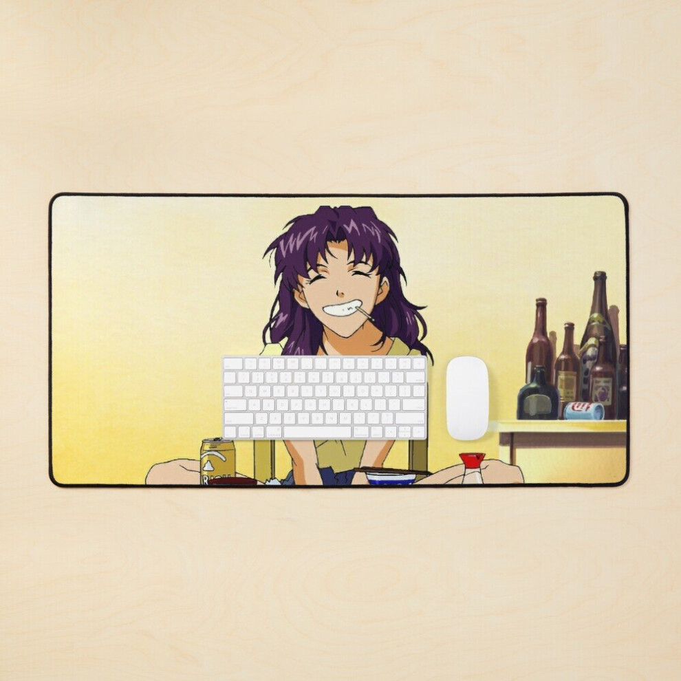 Desk Mat Misato Katsuragi Smile - Neon Genesis Evangelion Large Gaming Mouse Pad 35X16 Inch 7802738347784