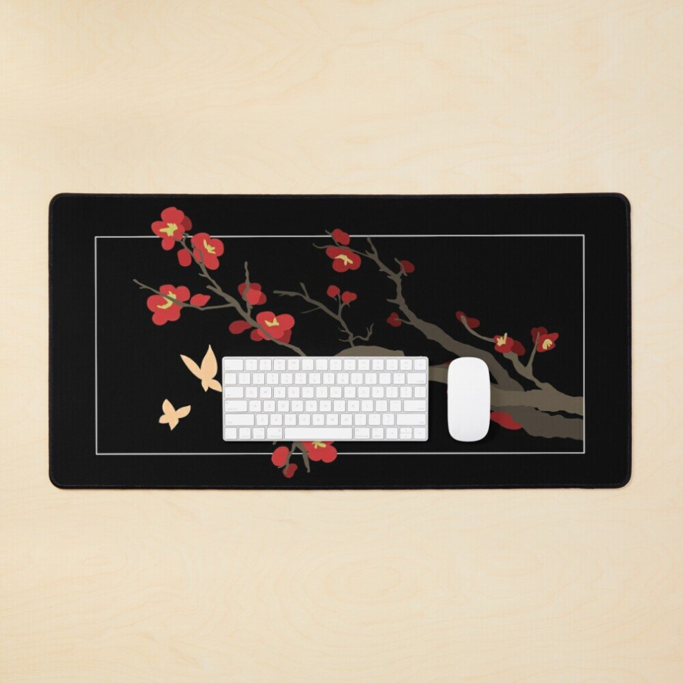 Desk Mat Picking Plum Blossoms - Genshin Hu Tao Large Gaming Mouse Pad 35X16 Inch 7802738317961