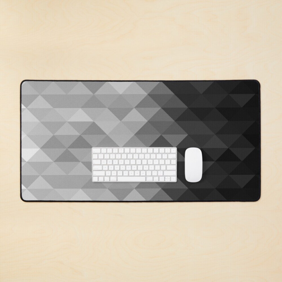 Desk Mat Grayscale Triangle Geometric Squares Pattern Large Gaming Mouse Pad 35X16 Inch 7802738335262