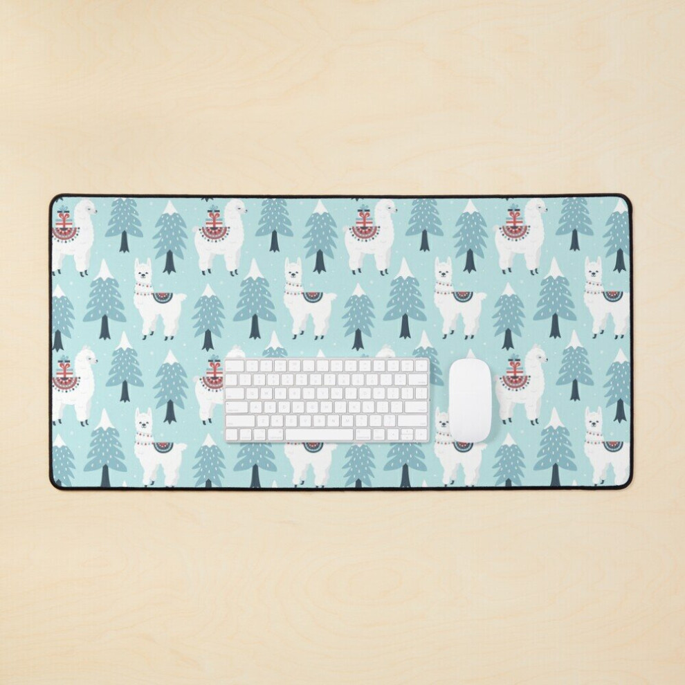 Desk Mat Christmas Llama Alpaca Large Gaming Mouse Pad 35X16 Inch 7802738337891