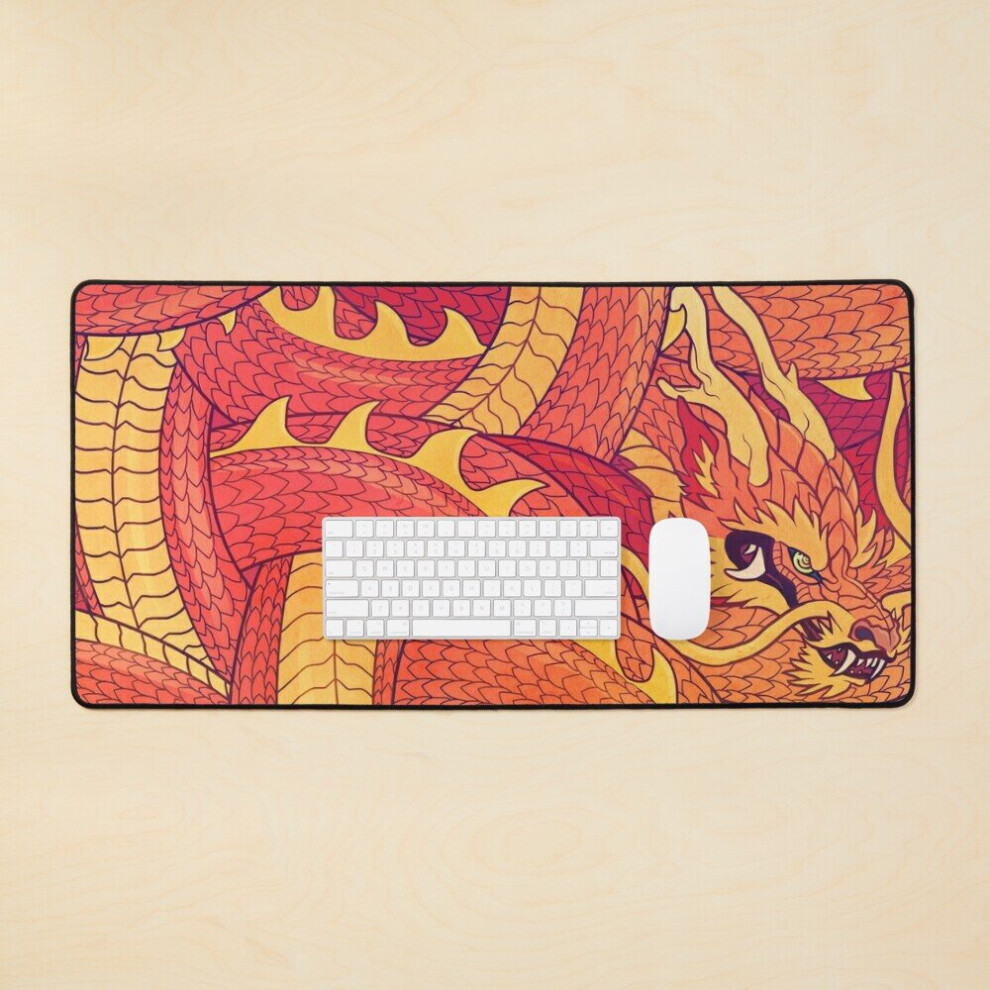Desk Mat Coiled Dragon Large Gaming Mouse Pad 35X16 Inch 7802738338560
