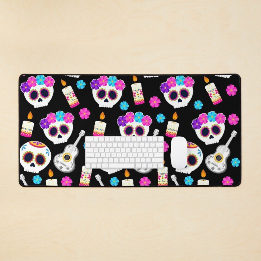 Desk Mat Dia De Muertos, Day Of The Dead Large Gaming Mouse Pad 35X16 Inch 7802738386318