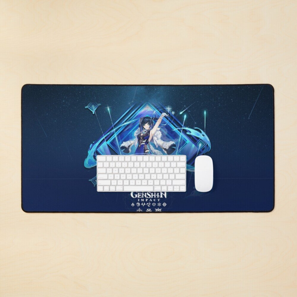 Desk Mat Yelan Hydro Character Genshin Impact Large Gaming Mouse Pad 35X16 Inch 7802738375077