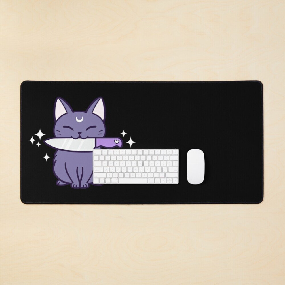 Desk Mat Knife Kitten Nikury Large Gaming Mouse Pad 35X16 Inch Black 7802738343014