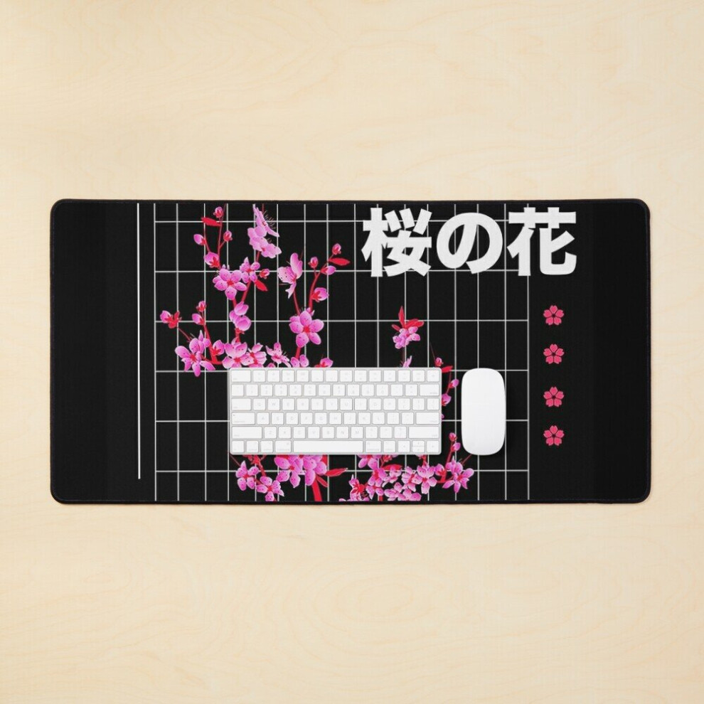 Desk Mat Vaporwave Aesthetic Beautiful Flowers Pattern Large Gaming Mouse Pad 35X16 Inch 7802738325409