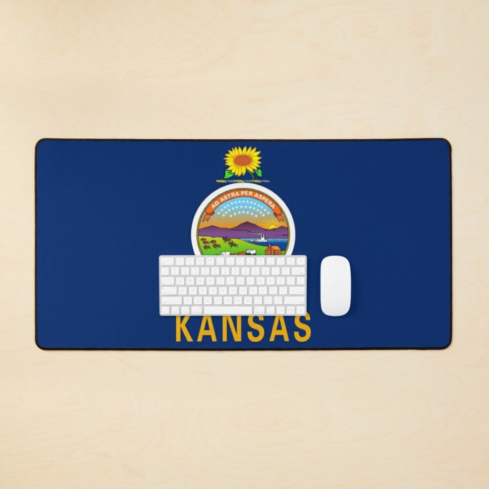 Desk Mat Flag Of Kansas Large Gaming Mouse Pad 35X16 Inch 7802738327977