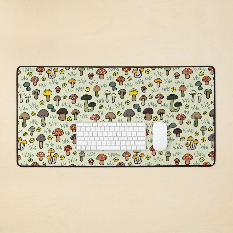 Desk Mat Mushroom Forest - Large Gaming Mouse Pad 35X16 Inch Beige 7802738352979
