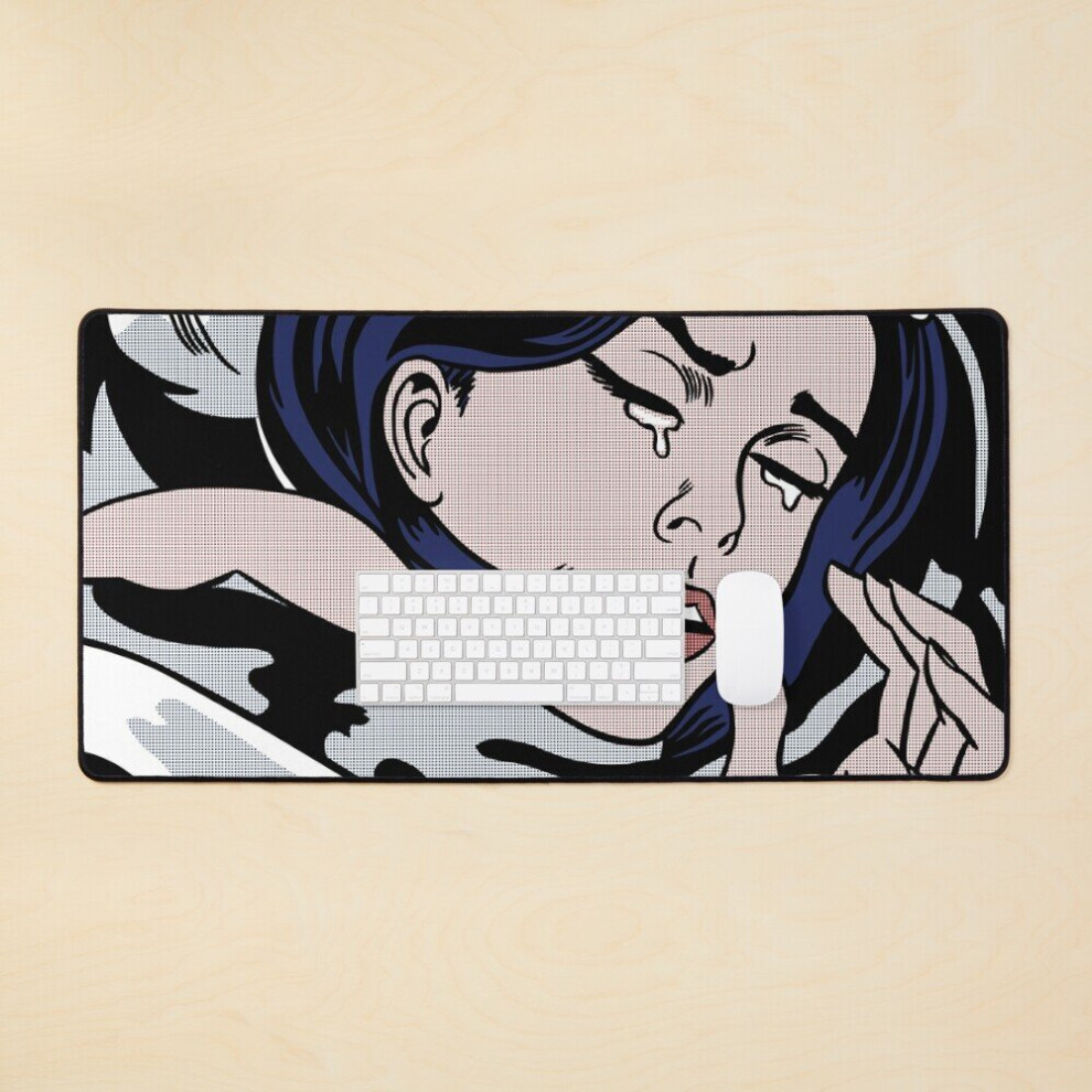 Desk Mat Roy Lichtenstein Drowning Girl Large Gaming Mouse Pad 35X16 Inch 7802738384369