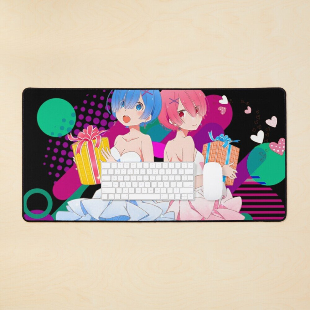 Desk Mat Rezero Anime Rem And Ram Large Gaming Mouse Pad 35X16 Inch 7802738410587