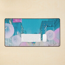 Desk Mat Vintage Anime City Background Large Gaming Mouse Pad 35x16 inch