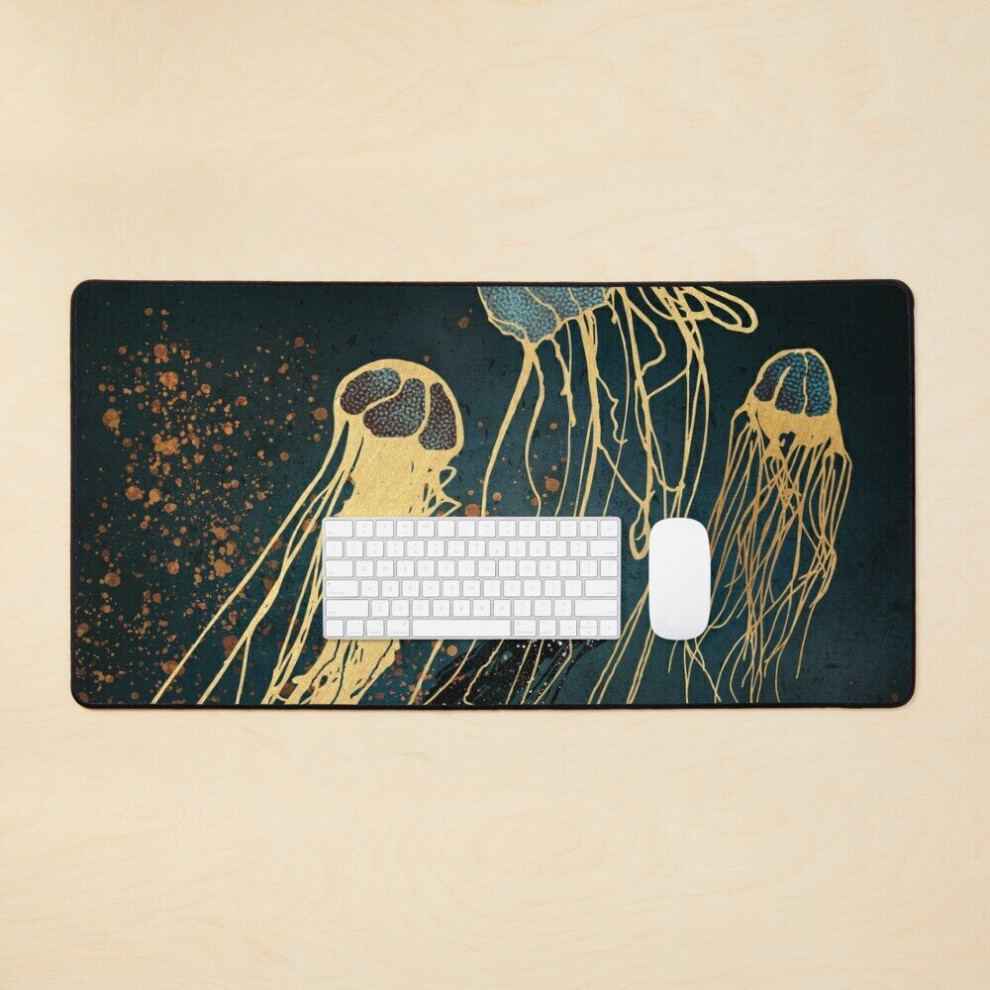 Desk Mat Metallic Jellyfish Large Gaming Mouse Pad 35X16 Inch 7802738323016