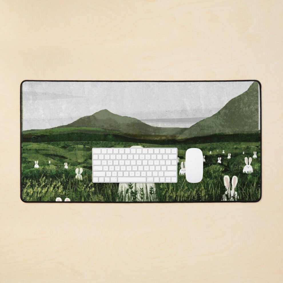 Desk Mat Rabbits Large Gaming Mouse Pad 35X16 Inch White 7802738343526