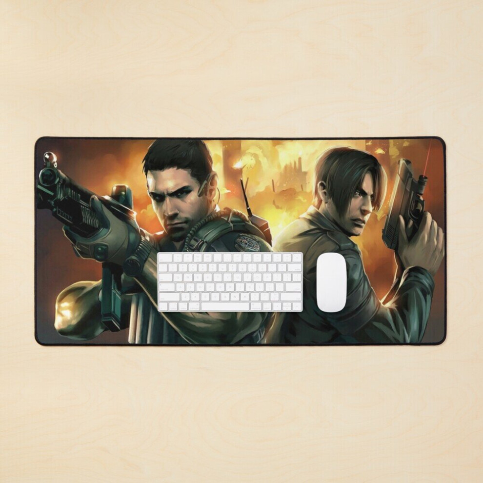 Desk Mat Leon Kennedy And Chris Redfield Resident Evil Large Gaming Mouse Pad 35X16 Inch 7802738348323