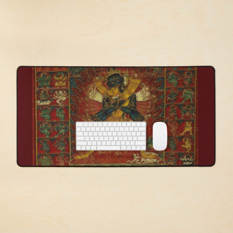Desk Mat Buddhist Deity Kalachakra Large Gaming Mouse Pad 35X16 Inch 7802738335392