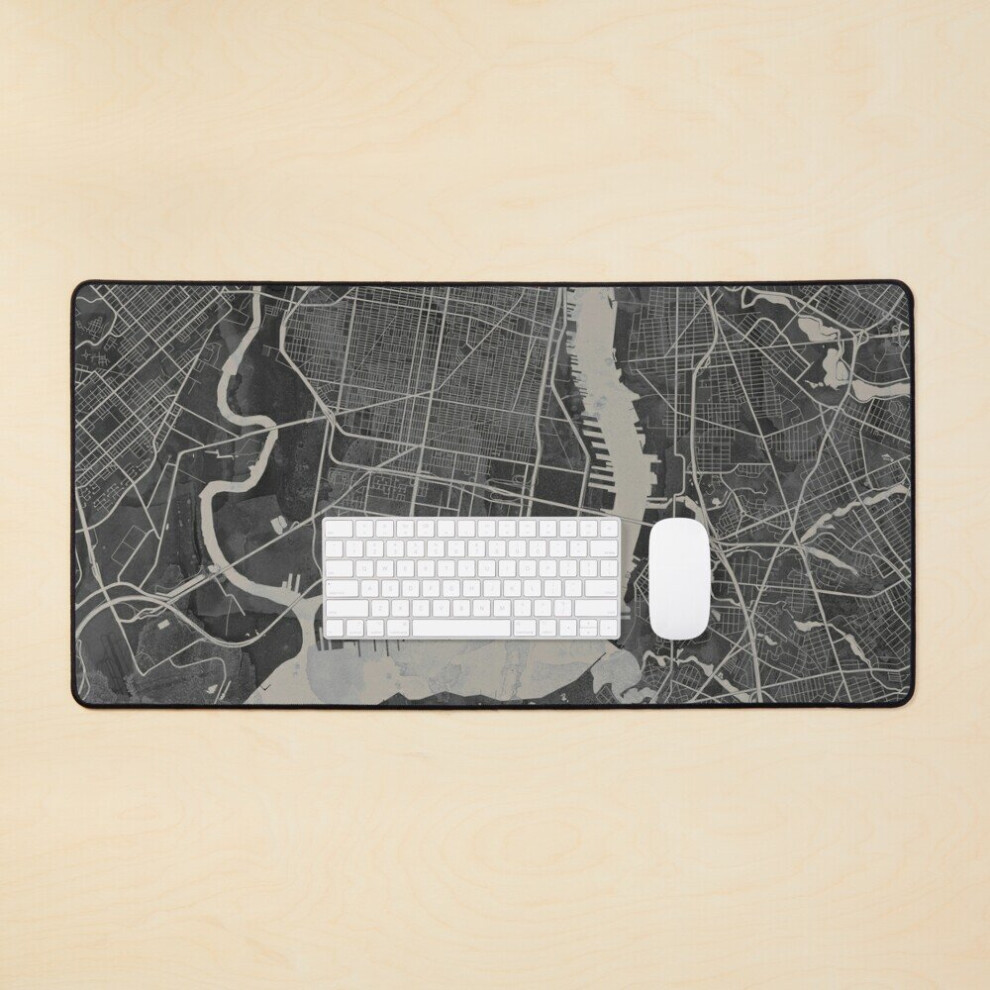 Desk Mat Philadelphia Pa Neutral Artistic Map Large Gaming Mouse Pad 35X16 Inch 7802738365559