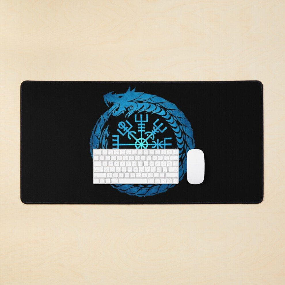 Desk Mat Vegvisir Jormungandr World Serpent Large Gaming Mouse Pad 35X16 Inch 7802738337723