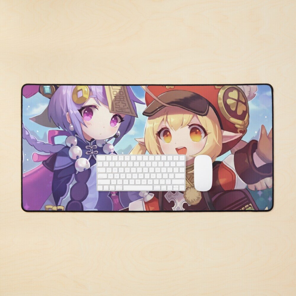 Desk Mat Klee And Qiqi Genshin Impact Large Gaming Mouse Pad 35X16 Inch 7802738383157