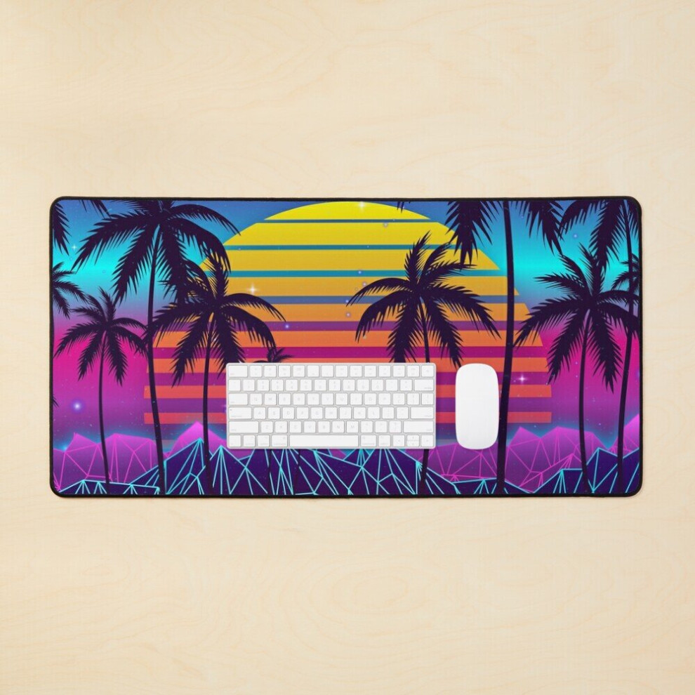 Desk Mat Radiant Sunset Synthwave Large Gaming Mouse Pad 35X16 Inch 7802738318043