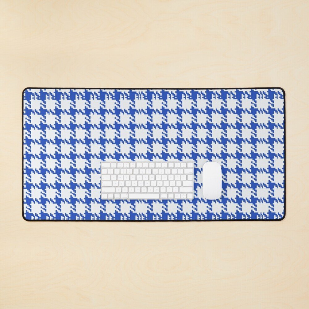Desk Mat Houndstooth Pattern Large Gaming Mouse Pad 35X16 Inch Blue 7802738369830
