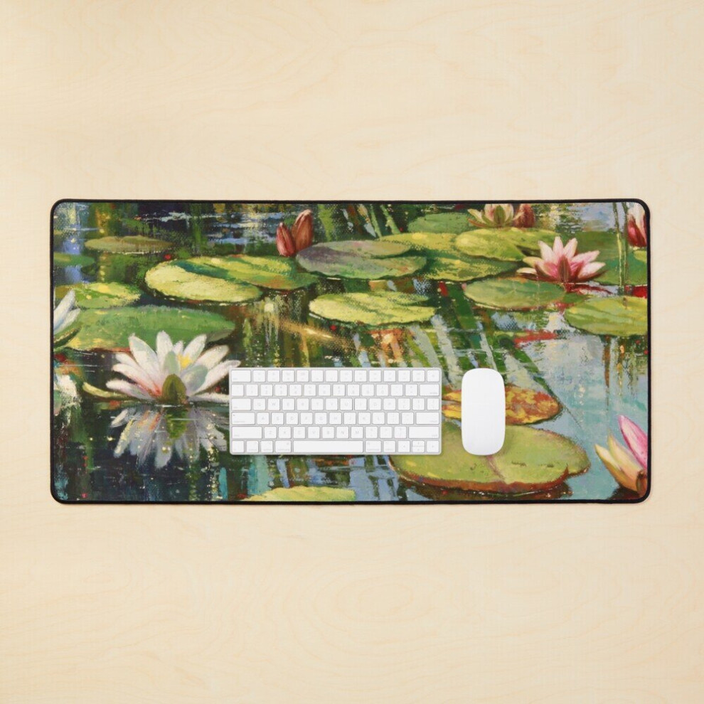 Desk Mat Water Lilies Large Gaming Mouse Pad 35X16 Inch 7802738376029
