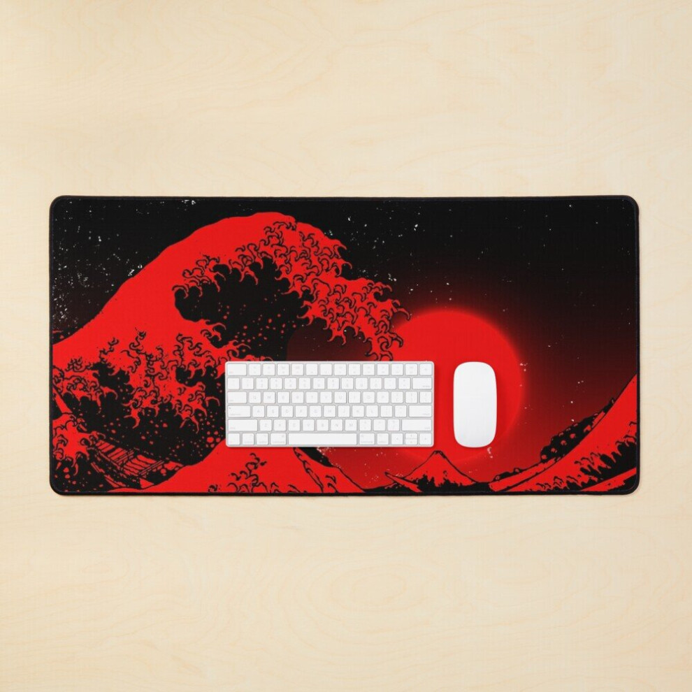 Desk Mat Great Wave Off Kanagawa Aesthetic Large Gaming Mouse Pad 35X16 Inch Red 7802738408225